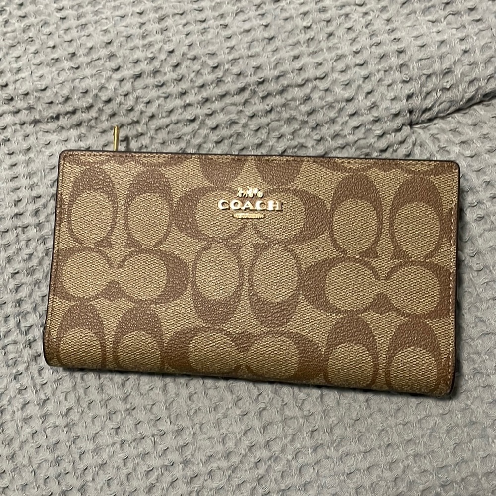 Coach Signature Slim Zip Wallet